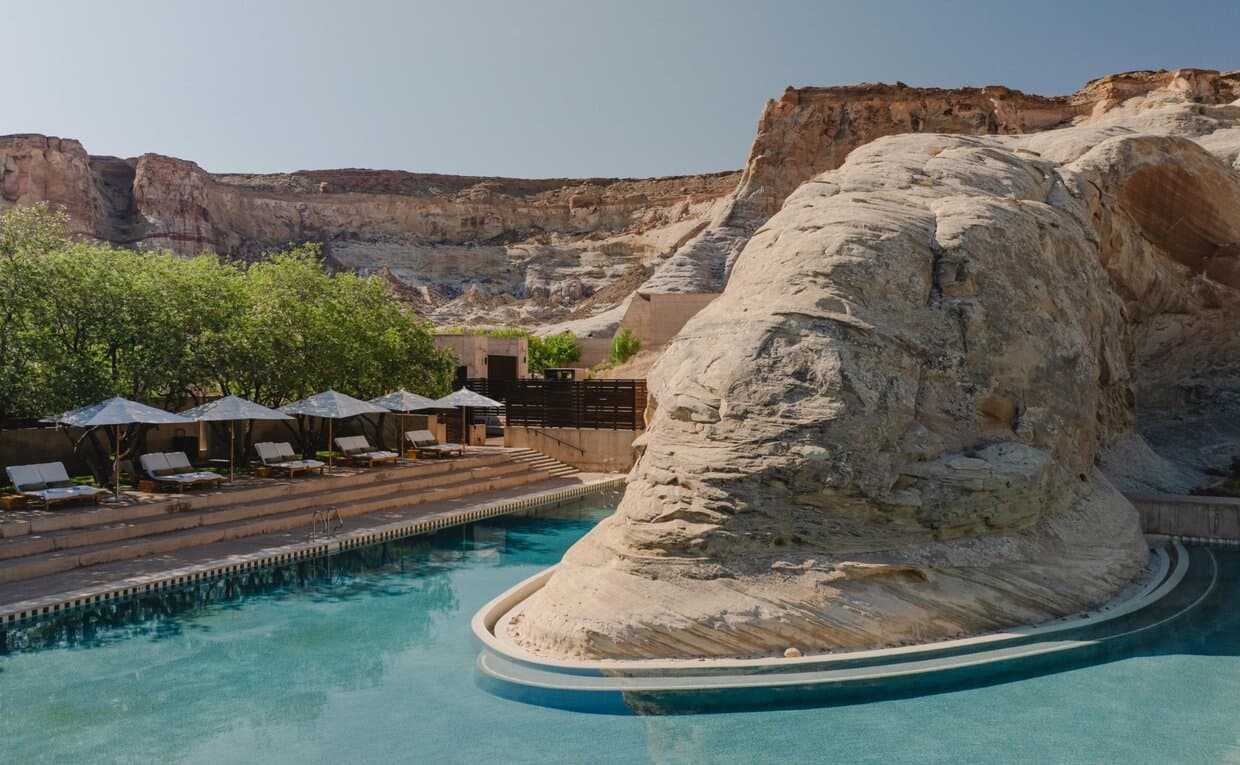 Amangiri resort set against the Utah desert canyon landscape
